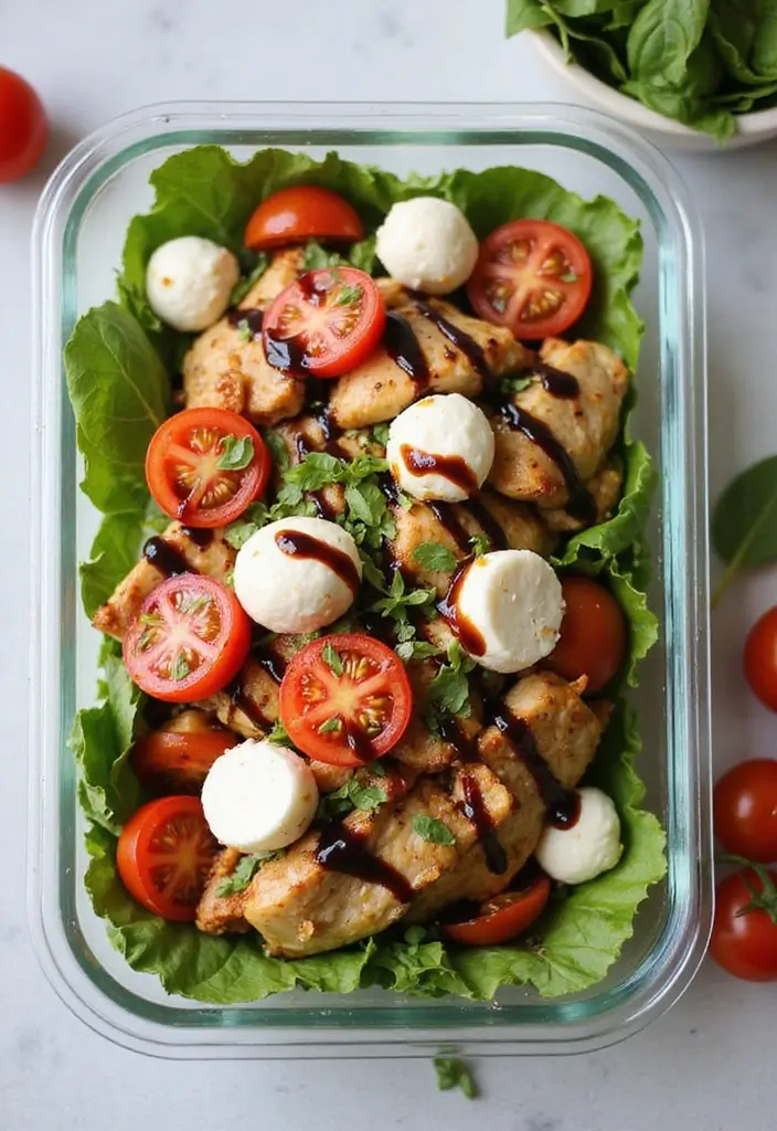 25 Chicken Salad Meal Prep Recipes for Fresh Lunch Ideas 81 25 Chicken Salad Meal Prep Recipes for Fresh Lunch Ideas - 13. Caprese Chicken Salad