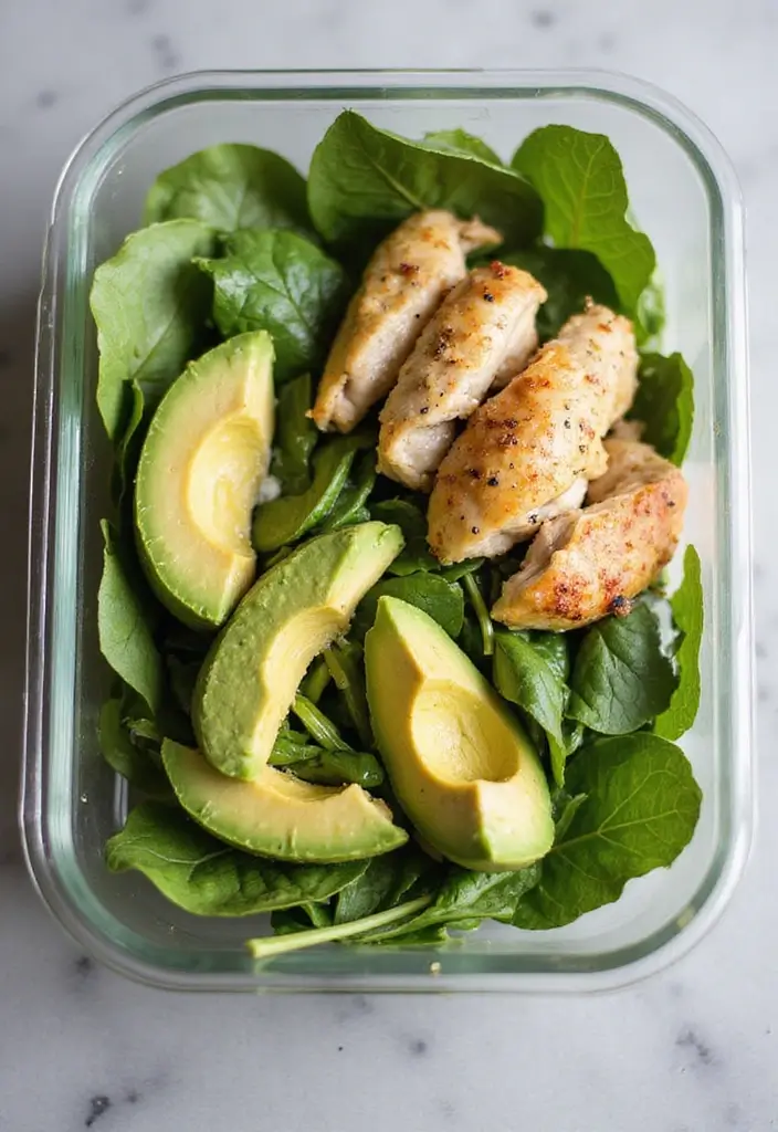 25 Chicken Salad Meal Prep Recipes for Fresh Lunch Ideas 127 25 Chicken Salad Meal Prep Recipes for Fresh Lunch Ideas - 21. Spinach Avocado Chicken Salad