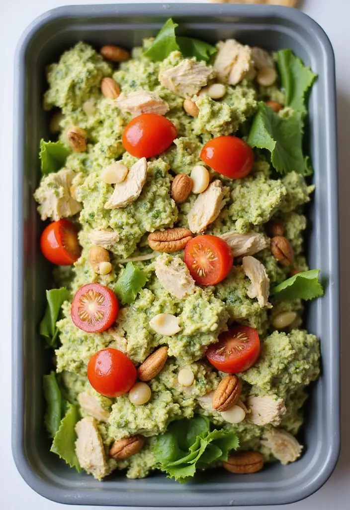 25 Chicken Salad Meal Prep Recipes for Fresh Lunch Ideas 41 25 Chicken Salad Meal Prep Recipes for Fresh Lunch Ideas - 7. Pesto Chicken Salad