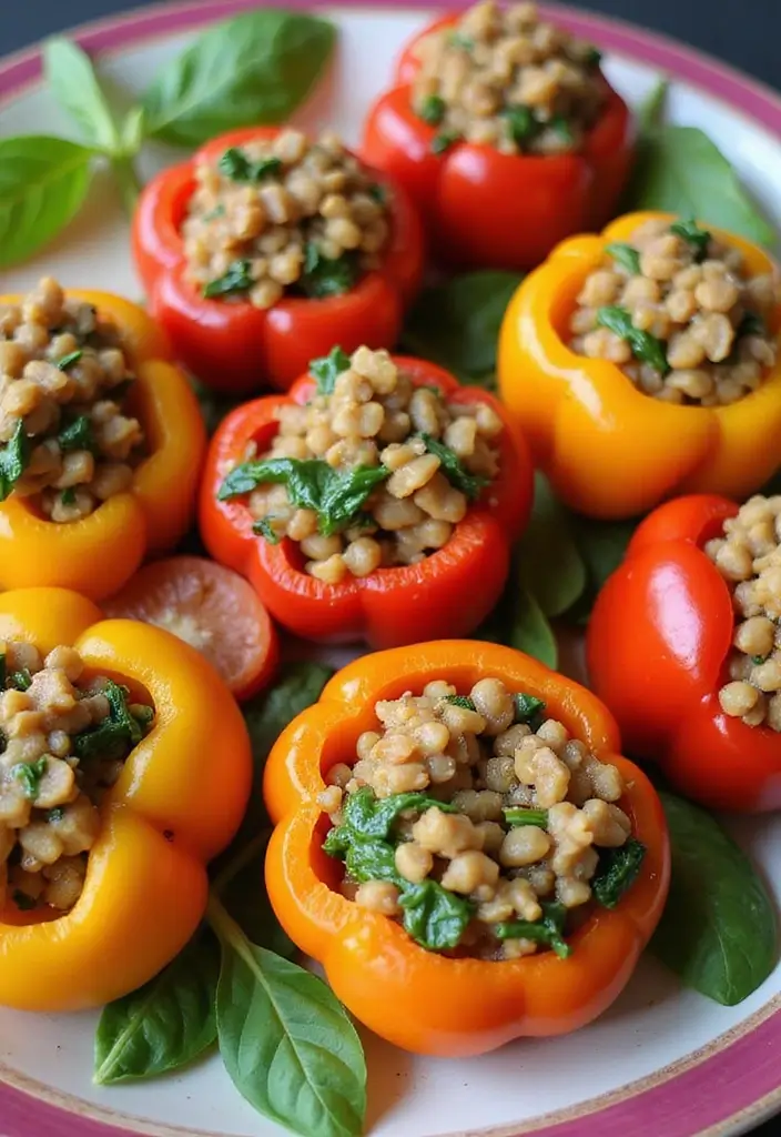 25 Dairy-Free Meal Prep Recipes That Are Easy and Tasty - 17. Lentil & Spinach Stuffed Peppers
