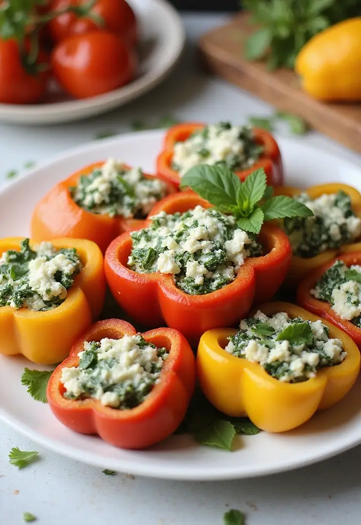 25 Delicious High-Protein Meal Prep Recipes to Boost Your Energy - 2. Spinach and Cottage Cheese Stuffed Peppers