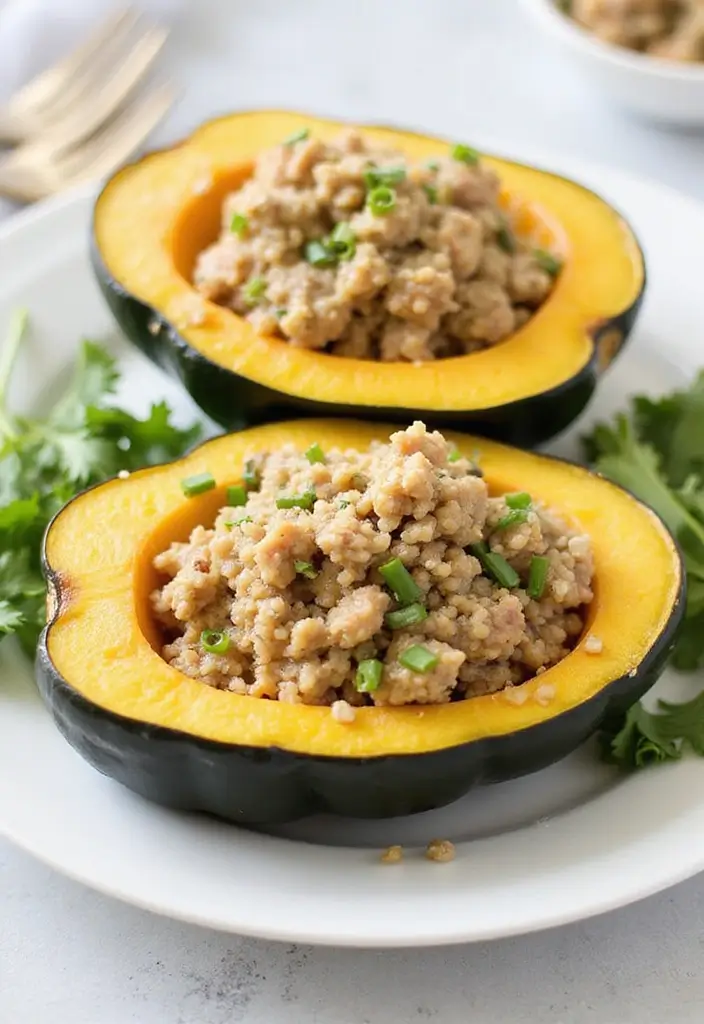 25 Ground Turkey Meal Prep Recipes That Are Healthy and Low Carb - 10. Turkey and Quinoa Stuffed Acorn Squash