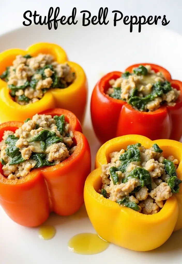25 Ground Turkey Meal Prep Recipes That Are Healthy and Low Carb - 3. Turkey and Spinach Stuffed Peppers