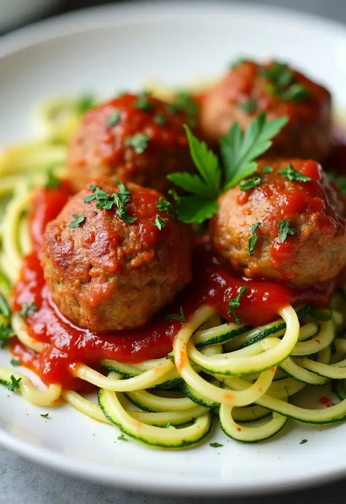 25 Ground Turkey Meal Prep Recipes That Are Healthy and Low Carb - 8. Turkey Meatballs with Zoodles