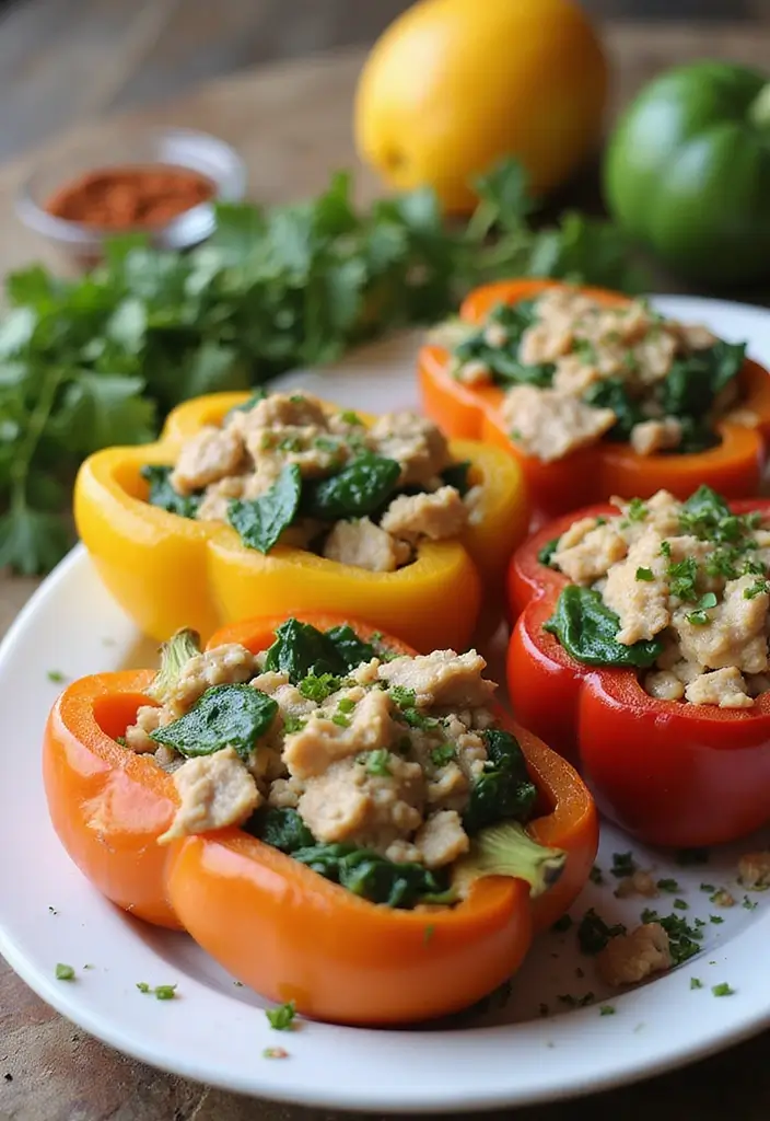 25 Meal Prep Recipes for 21 Day Fix Success 11 25 Meal Prep Recipes for 21 Day Fix Success - 3. Turkey & Spinach Stuffed Peppers