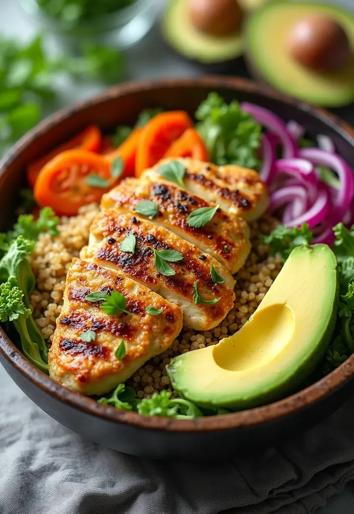 25 Meal Prep Recipes to Gain Weight for Men Made Simple 130 25 Meal Prep Recipes to Gain Weight for Men Made Simple - 22. Grilled Chicken Quinoa Bowl