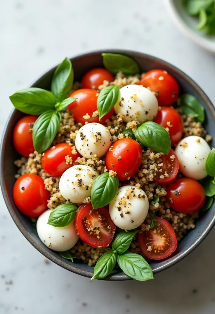 25 Salad Meal Prep Lunch Recipes for Light and Healthy Meals - 10. Caprese Salad with Quinoa