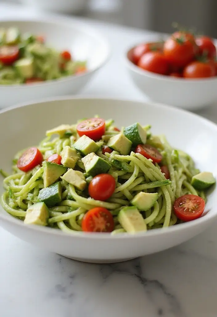 25 Salad Meal Prep Lunch Recipes for Light and Healthy Meals - 15. Zucchini Noodle Salad with Avocado
