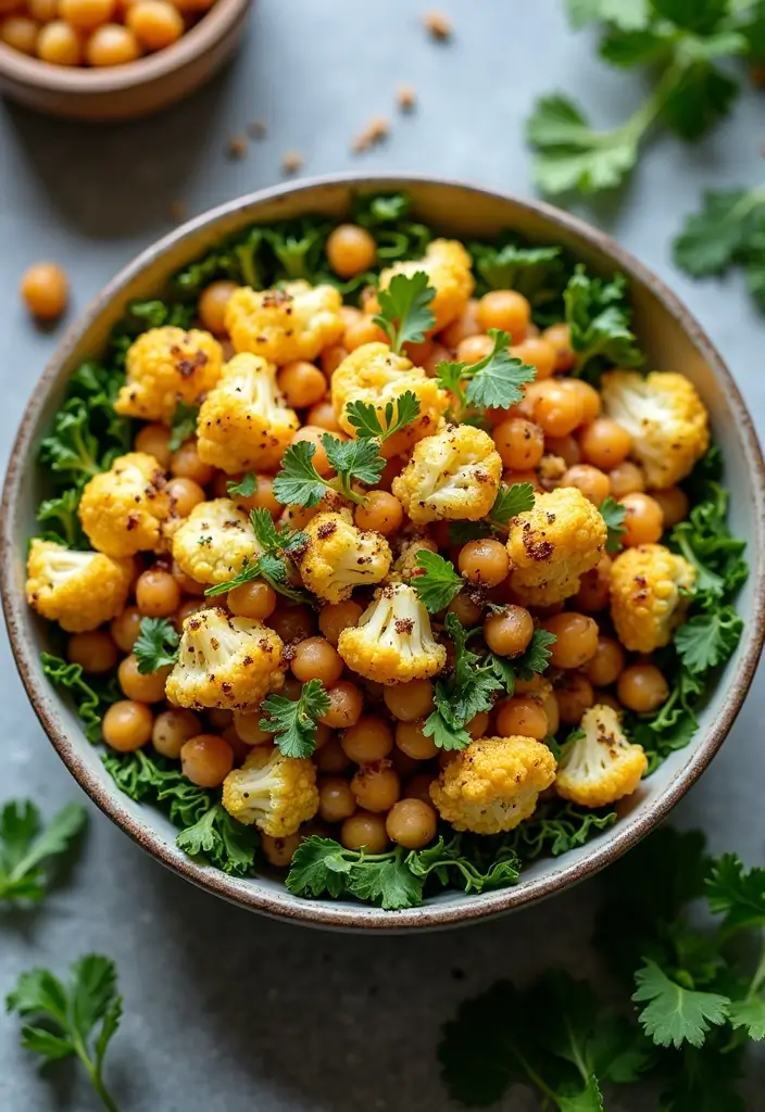 25 Salad Meal Prep Lunch Recipes for Light and Healthy Meals - 20. Roasted Cauliflower & Chickpea Salad
