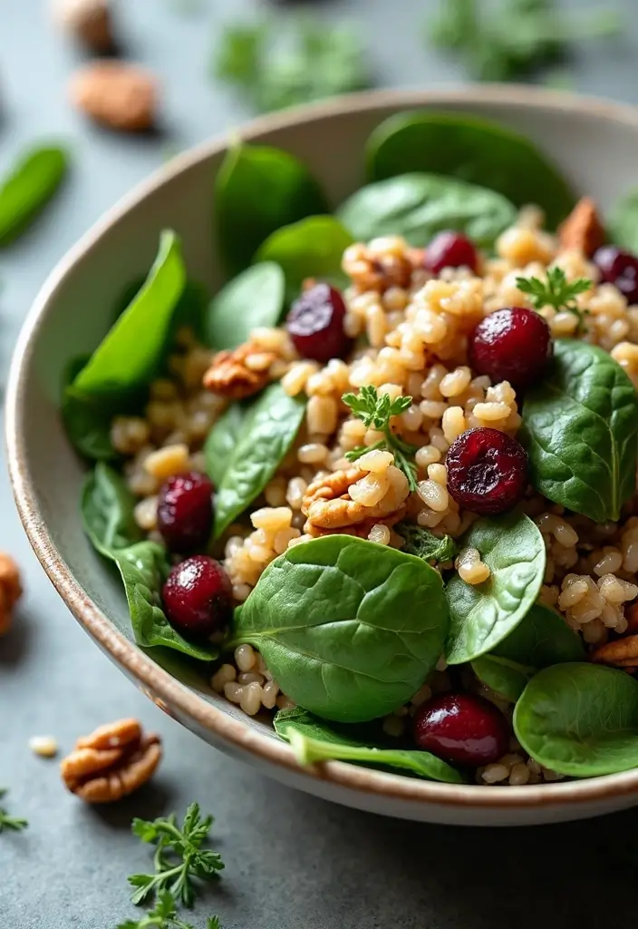 25 Salad Meal Prep Lunch Recipes for Light and Healthy Meals - 3. Spinach & Brown Rice Salad