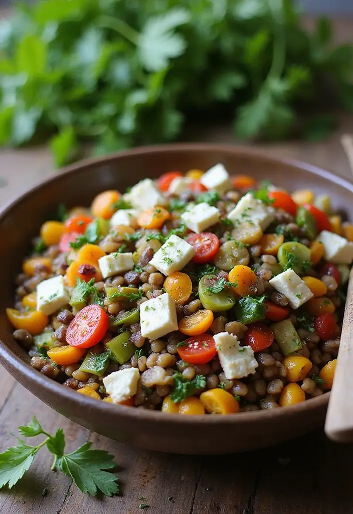 25 Salad Meal Prep Lunch Recipes for Light and Healthy Meals - 5. Lentil & Feta Salad