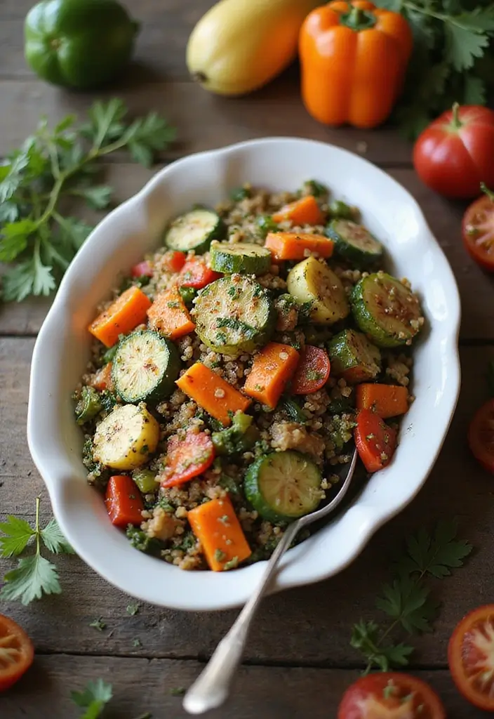 25 Salad Meal Prep Lunch Recipes for Light and Healthy Meals - 7. Roasted Vegetable & Quinoa Salad