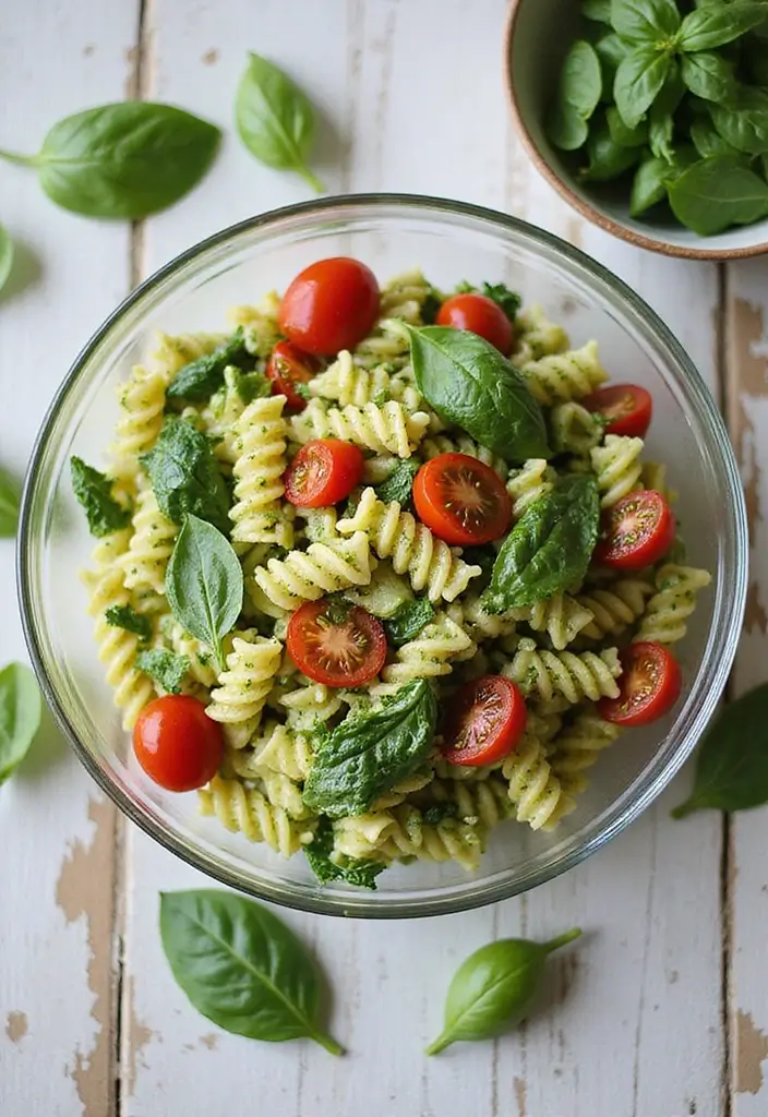 25 Salad Meal Prep Lunch Recipes for Light and Healthy Meals - 8. Pesto Pasta Salad