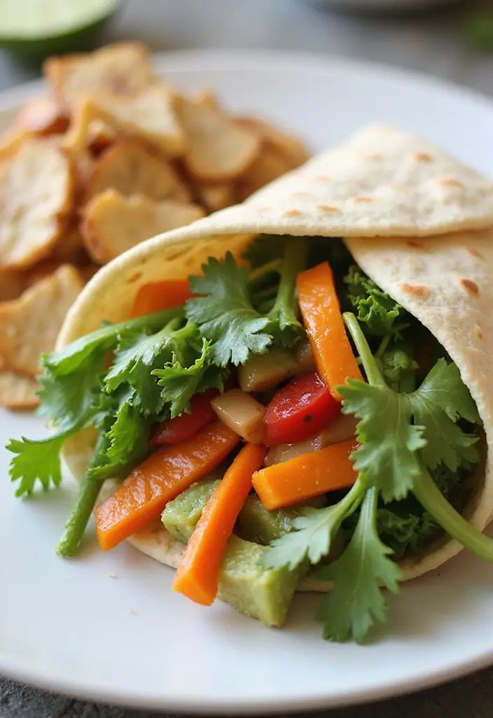 26 Meal Prep Recipes to Gain Weight in a Healthy Way - 20. Vegetable and Hummus Wraps
