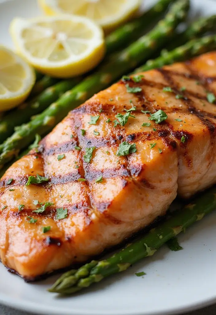 26 Meal Prep Recipes to Gain Weight in a Healthy Way - 21. Grilled Salmon with Asparagus