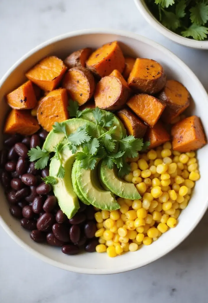 26 Meal Prep Recipes to Gain Weight in a Healthy Way - 3. Sweet Potato and Black Bean Burrito Bowl