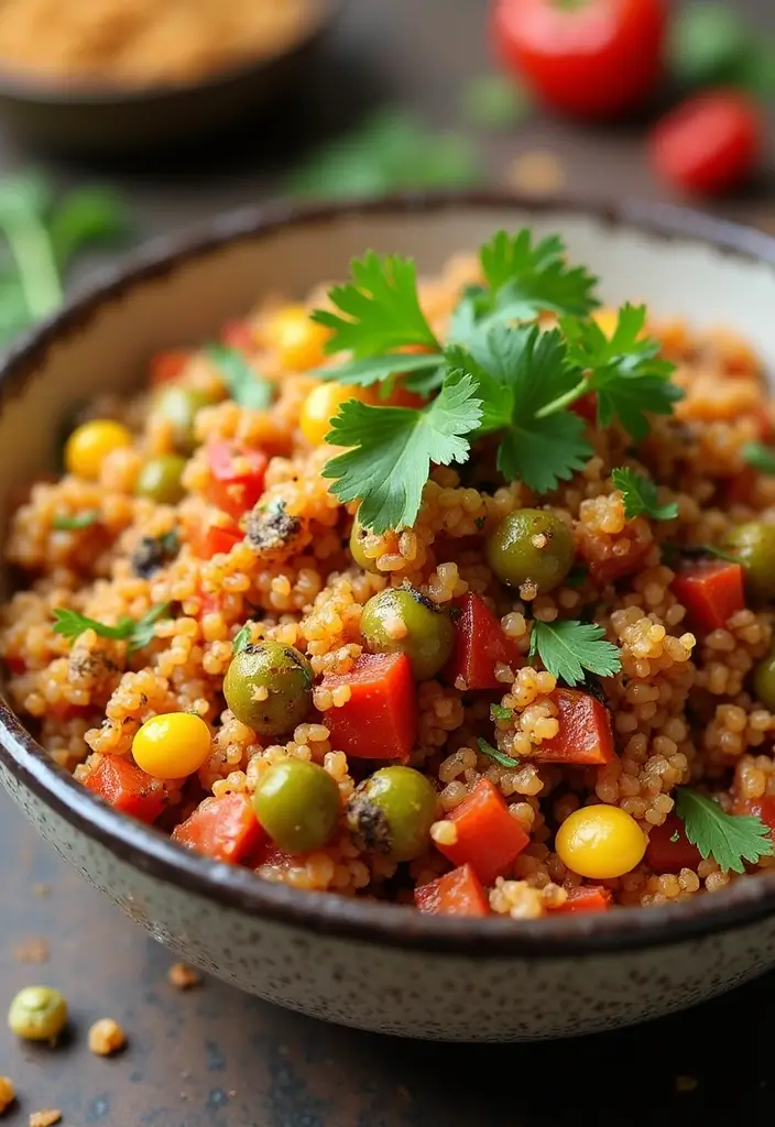 26 Meal Prep Recipes to Gain Weight in a Healthy Way - 8. Spicy Quinoa and Lentil Bowl