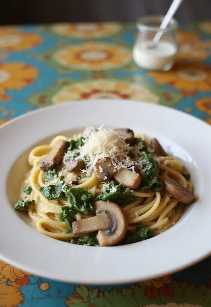 27 Family Meal Prep Dinner Recipes for the Week That Everyone Will Love 28 27 Family Meal Prep Dinner Recipes for the Week That Everyone Will Love - 6. Creamy Spinach and Mushroom Pasta