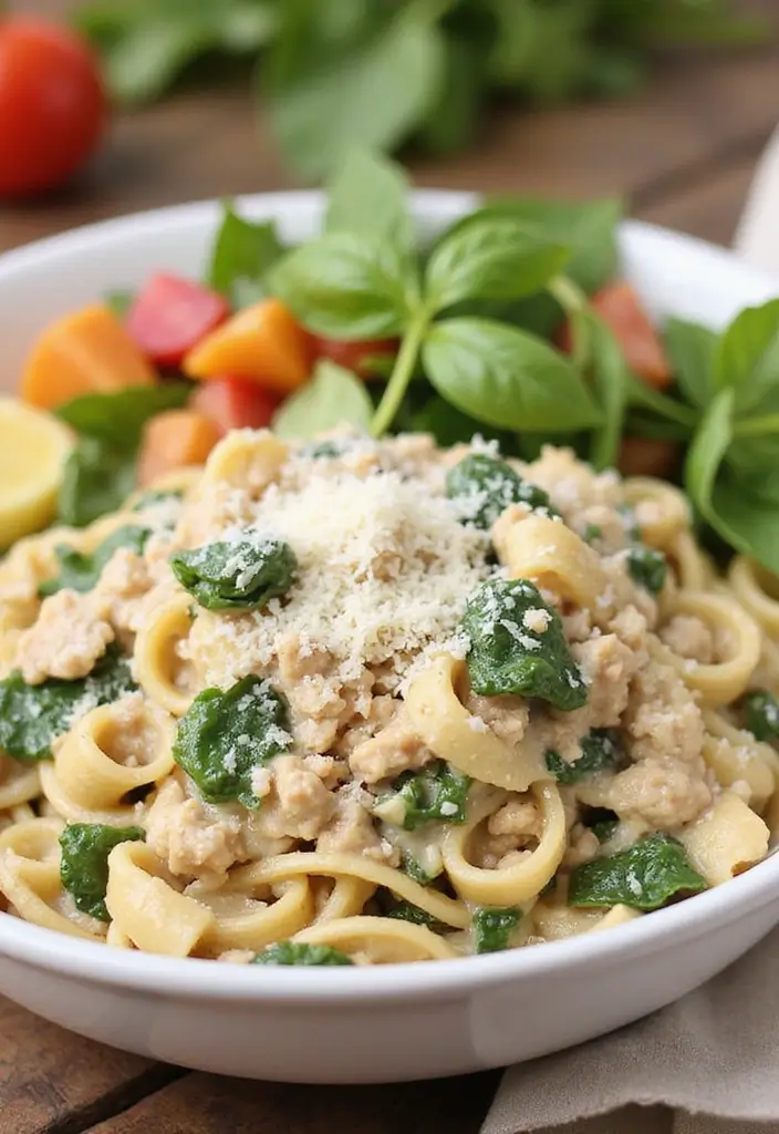 27 Ground Turkey Meal Prep Recipes for Quick Dinners 39 27 Ground Turkey Meal Prep Recipes for Quick Dinners - 7. Ground Turkey and Spinach Pasta