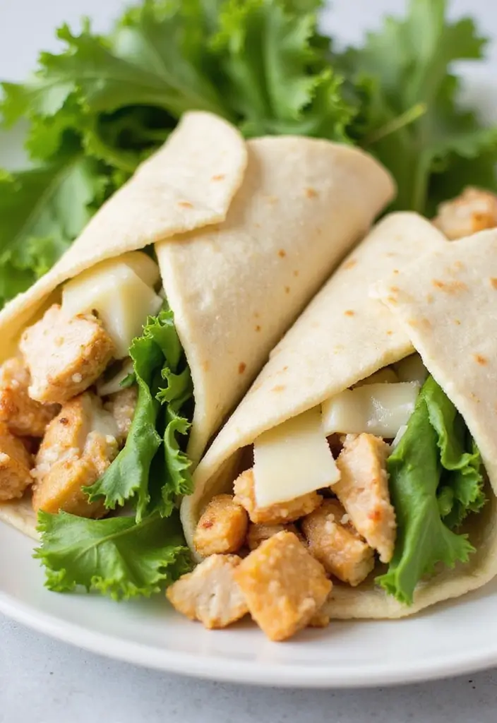 27 High-Protein Chicken Meal Prep Recipes for the Week 77 27 High-Protein Chicken Meal Prep Recipes for the Week - 13. Chicken Caesar Wraps