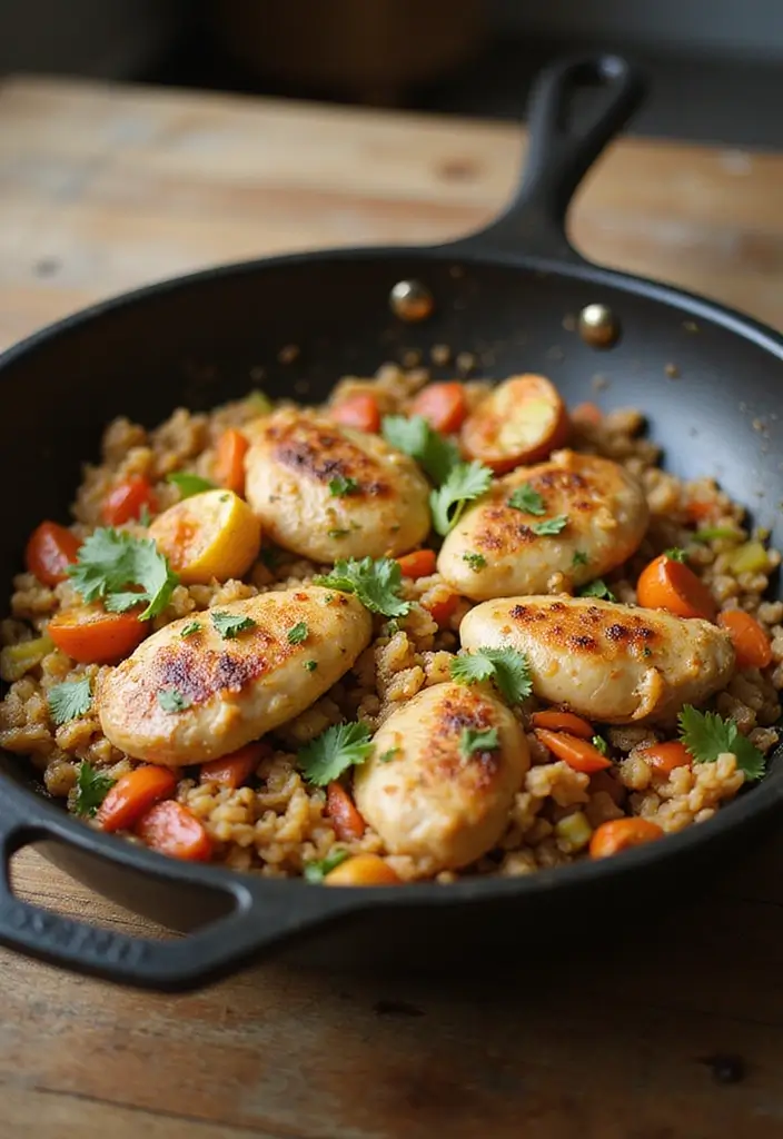27 High-Protein Chicken Meal Prep Recipes for the Week 109 27 High-Protein Chicken Meal Prep Recipes for the Week - 19. Chicken and Brown Rice Skillet