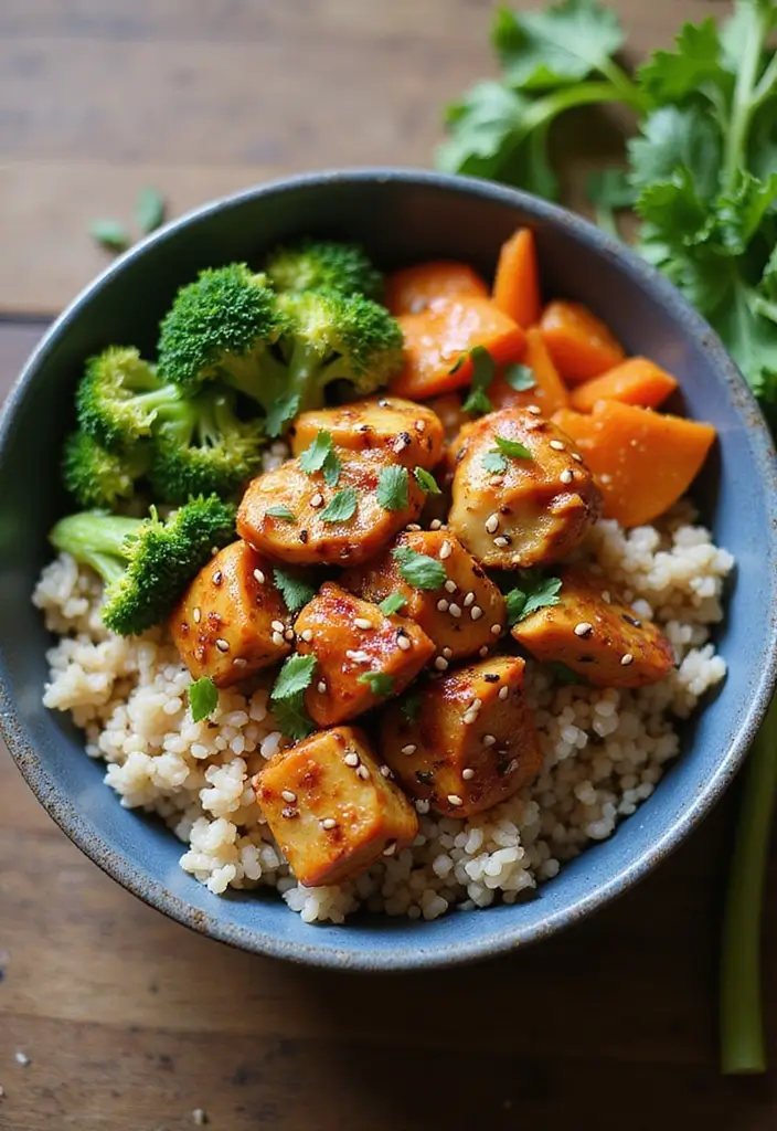27 High-Protein Chicken Meal Prep Recipes for the Week 8 27 High-Protein Chicken Meal Prep Recipes for the Week - 2. Spicy Teriyaki Chicken Bowl