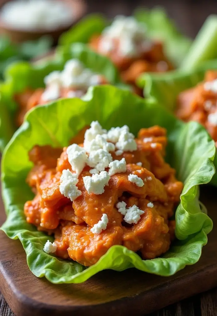 27 High-Protein Chicken Meal Prep Recipes for the Week 32 27 High-Protein Chicken Meal Prep Recipes for the Week - 6. Buffalo Chicken Lettuce Wraps
