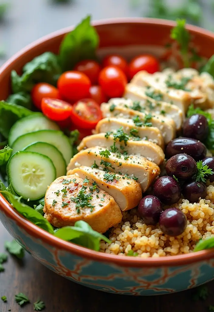 27 High-Protein Chicken Meal Prep Recipes for the Week 39 27 High-Protein Chicken Meal Prep Recipes for the Week - 7. Mediterranean Chicken Bowl
