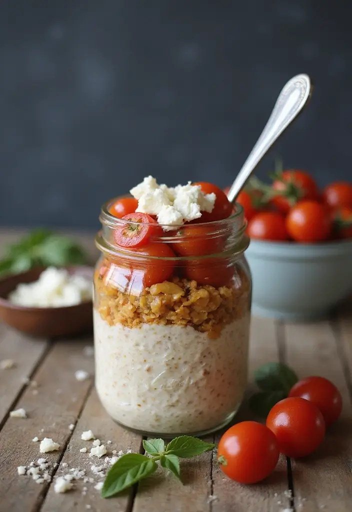 27 Macro-Friendly Breakfast Meal Prep Recipes You’ll Love 118 27 Macro-Friendly Breakfast Meal Prep Recipes You’ll Love - 20. Mediterranean Savory Overnight Oats