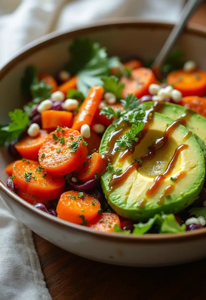 27 Whole30 Meal Prep Recipes for Clean Eating - 15. Roasted Carrot and Avocado Salad