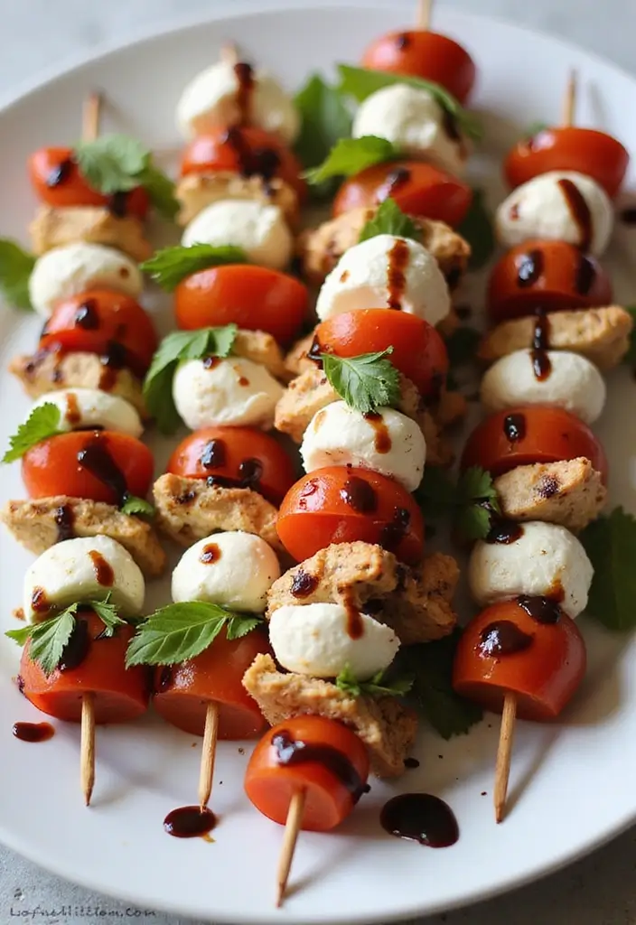 28 Chicken Meal Prep Recipes for Work Lunches You’ll Crave - 12. Chicken Caprese Skewers
