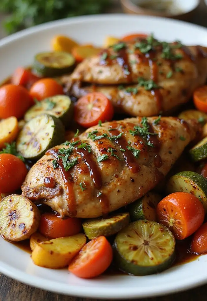 28 Chicken Meal Prep Recipes for Work Lunches You’ll Crave - 17. Balsamic Chicken and Roasted Vegetables
