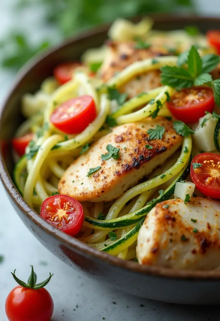 28 Chicken Meal Prep Recipes for Work Lunches You’ll Crave - 24. Chicken and Zucchini Noodles