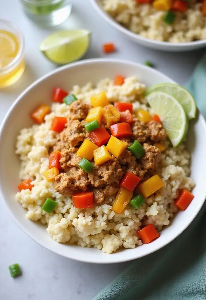 28 Ground Chicken Meal Prep Recipes to Try This Week 62 28 Ground Chicken Meal Prep Recipes to Try This Week - 12. Ground Chicken and Cauliflower Rice Bowl