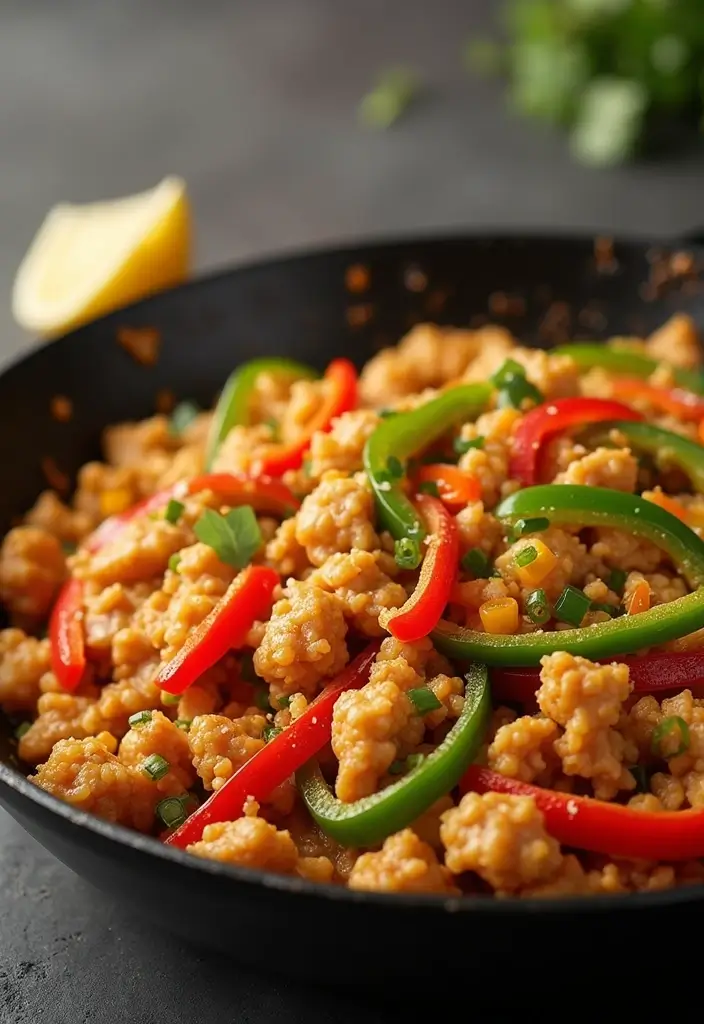 28 Ground Chicken Meal Prep Recipes to Try This Week 136 28 Ground Chicken Meal Prep Recipes to Try This Week - 24. Ground Chicken and Bell Pepper Stir-fry