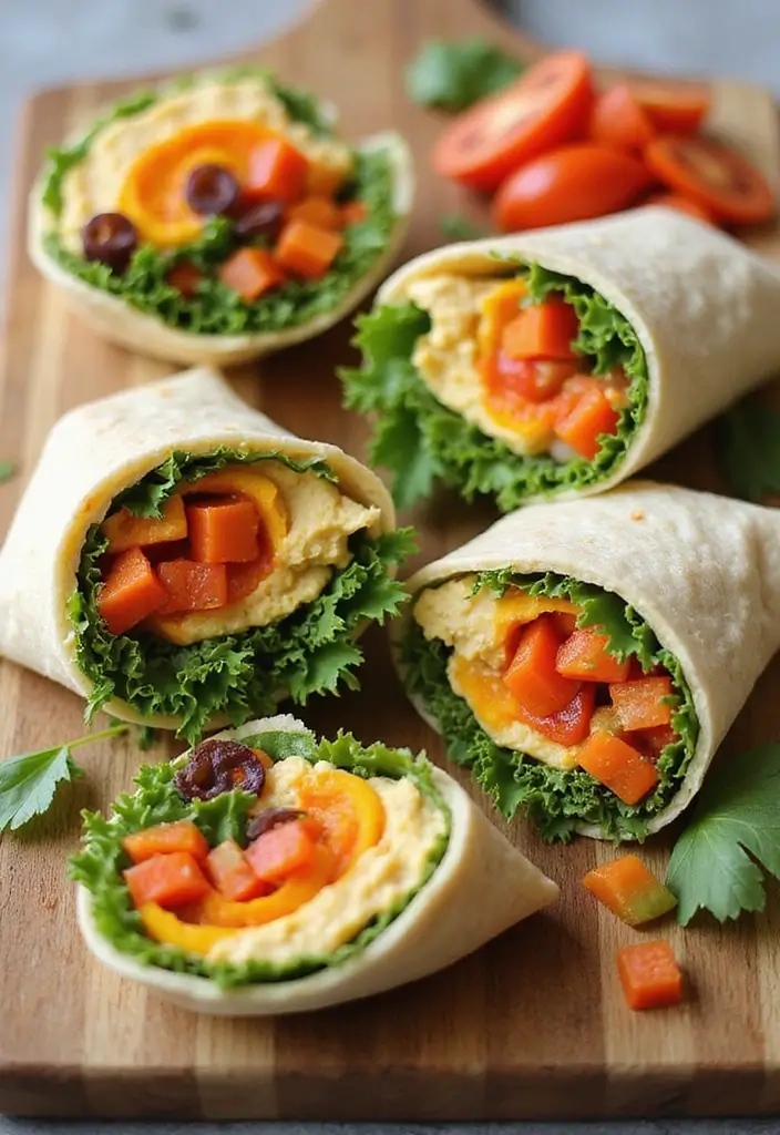 28 Healthy Meal Prep Recipes for Picky Eaters Made Easy - 17. Veggie and Hummus Wraps