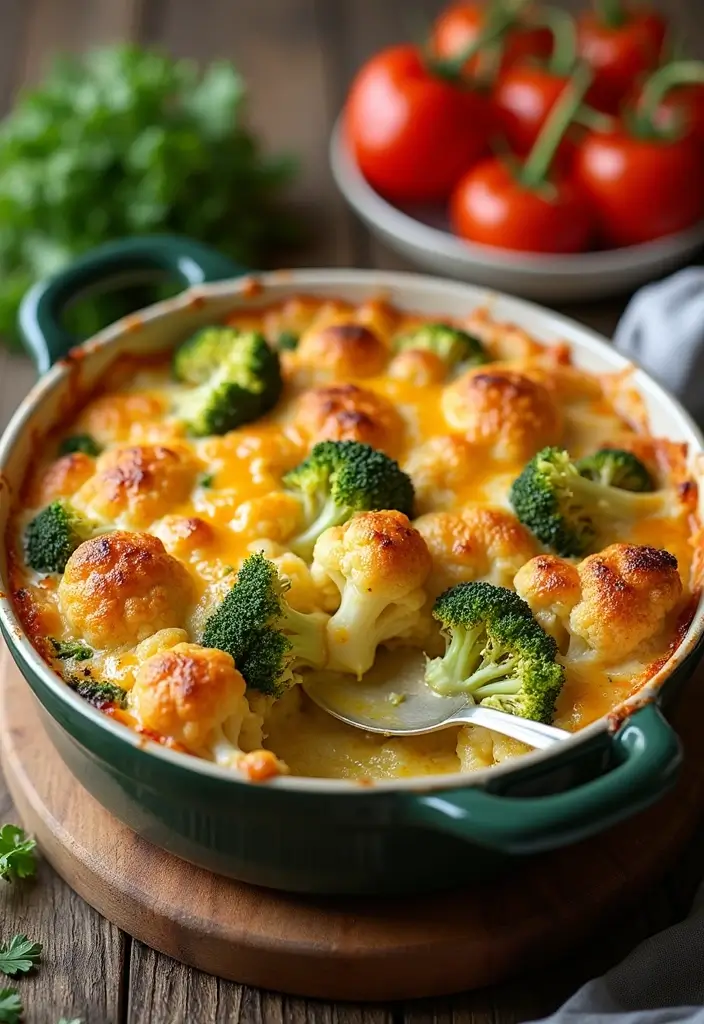 28 Healthy Meal Prep Recipes for Picky Eaters Made Easy - 2. Cheesy Broccoli and Cauliflower Casserole
