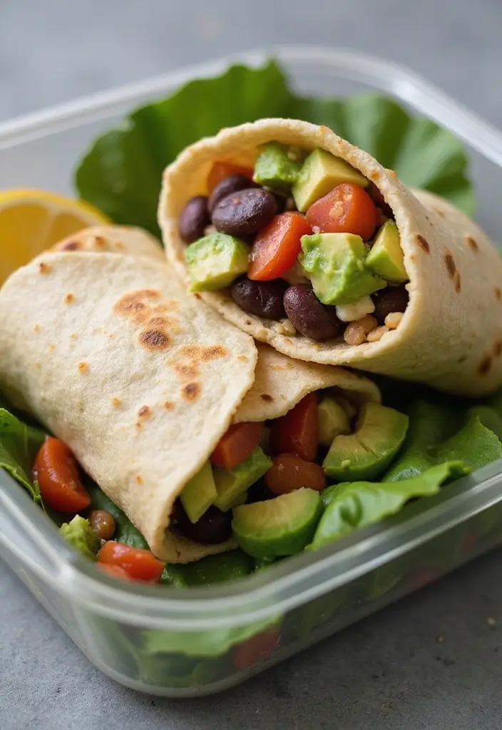 28 Low-Calorie Meal Prep Lunch Recipes That Keep You Full 56 28 Low-Calorie Meal Prep Lunch Recipes That Keep You Full - 10. Black Bean & Avocado Wraps