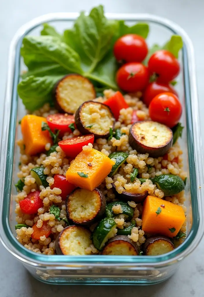 28 Low-Calorie Meal Prep Lunch Recipes That Keep You Full 63 28 Low-Calorie Meal Prep Lunch Recipes That Keep You Full - 11. Roasted Vegetable Quinoa Salad