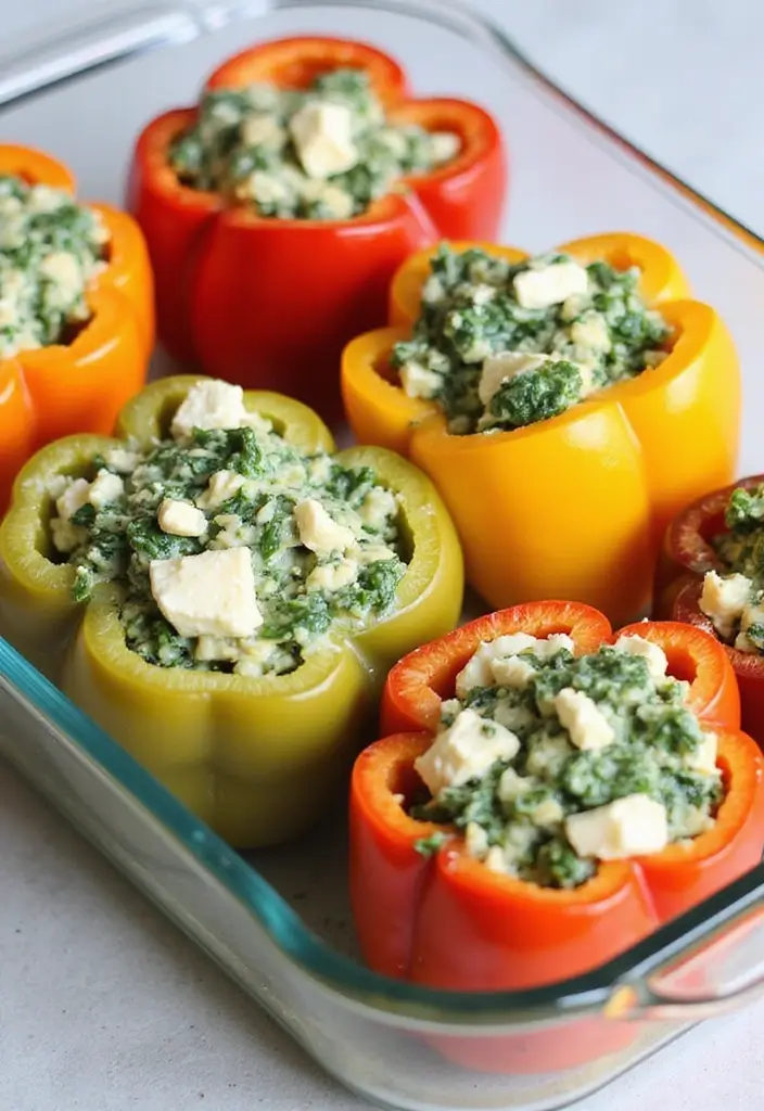 28 Low-Calorie Meal Prep Lunch Recipes That Keep You Full 95 28 Low-Calorie Meal Prep Lunch Recipes That Keep You Full - 17. Spinach & Feta Stuffed Peppers