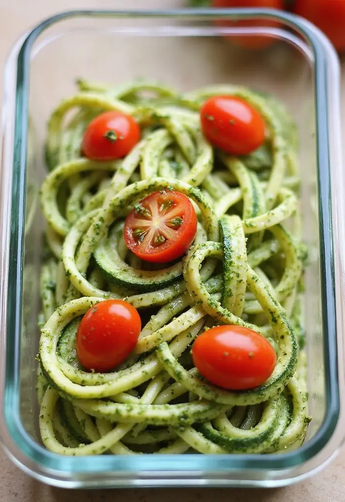 28 Low-Calorie Meal Prep Lunch Recipes That Keep You Full 32 28 Low-Calorie Meal Prep Lunch Recipes That Keep You Full - 6. Zucchini Noodles with Pesto
