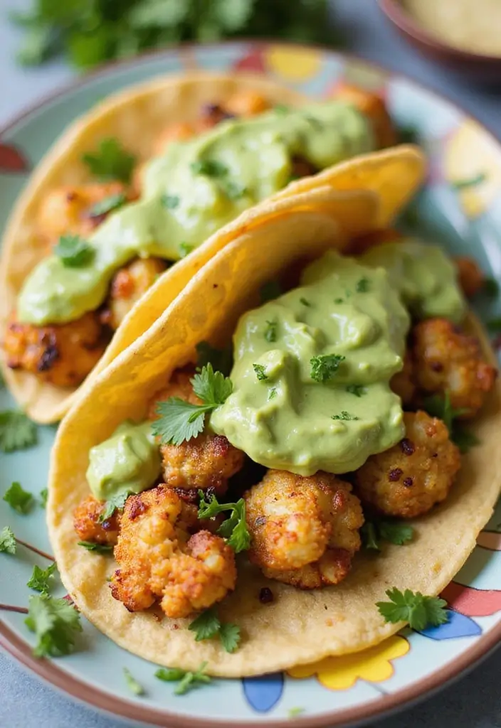 28 Low-Cholesterol Meal Prep Recipes for a Healthy Heart - 9. Cauliflower Tacos with Avocado Sauce