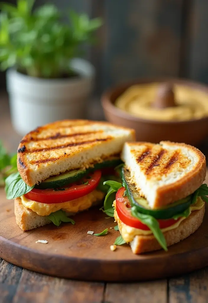29 Clean Eating Meal Prep Recipes That Taste Amazing - 28. Grilled Vegetable & Hummus Sandwich
