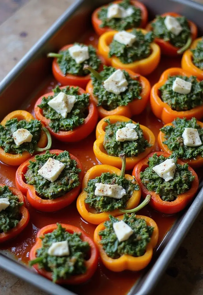 29 High-Protein Low-Calorie Meal Prep Recipes to Support Weight Loss - 14. Spinach and Feta Stuffed Peppers