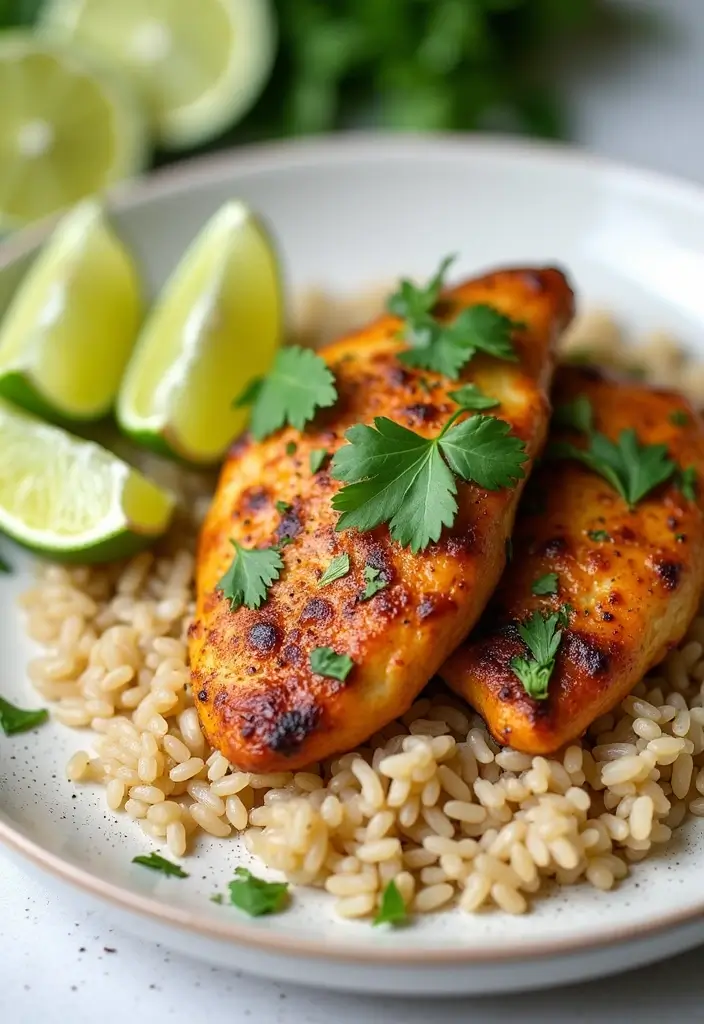 29 High-Protein Low-Calorie Meal Prep Recipes to Support Weight Loss - 22. Cilantro Lime Chicken with Rice