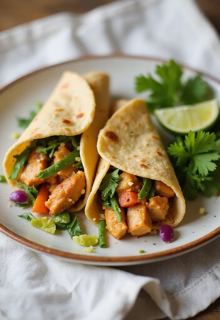 29 High-Protein Low-Calorie Meal Prep Recipes to Support Weight Loss - 24. Asian Peanut Chicken Wraps