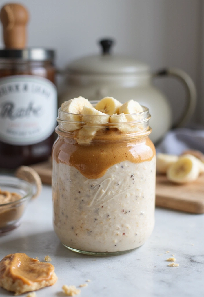 29 High-Protein Low-Calorie Meal Prep Recipes to Support Weight Loss - 27. Peanut Butter Banana Overnight Oats