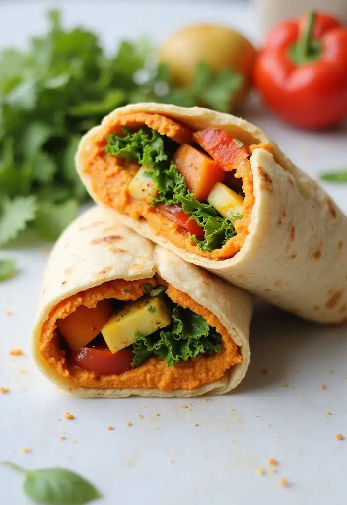 29 High-Protein Vegetarian Meal Prep Recipes for Busy Weeks 63 29 High-Protein Vegetarian Meal Prep Recipes for Busy Weeks - 11. Spicy Hummus & Veggie Wrap