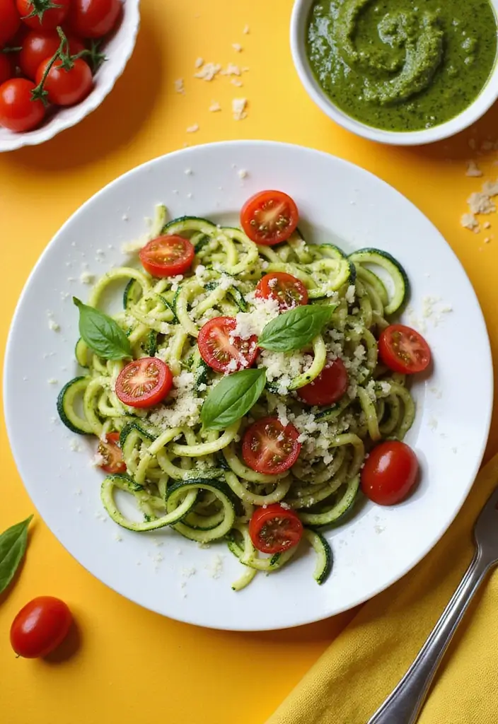 29 High-Protein Vegetarian Meal Prep Recipes for Busy Weeks 68 29 High-Protein Vegetarian Meal Prep Recipes for Busy Weeks - 12. Zucchini Noodles with Pesto