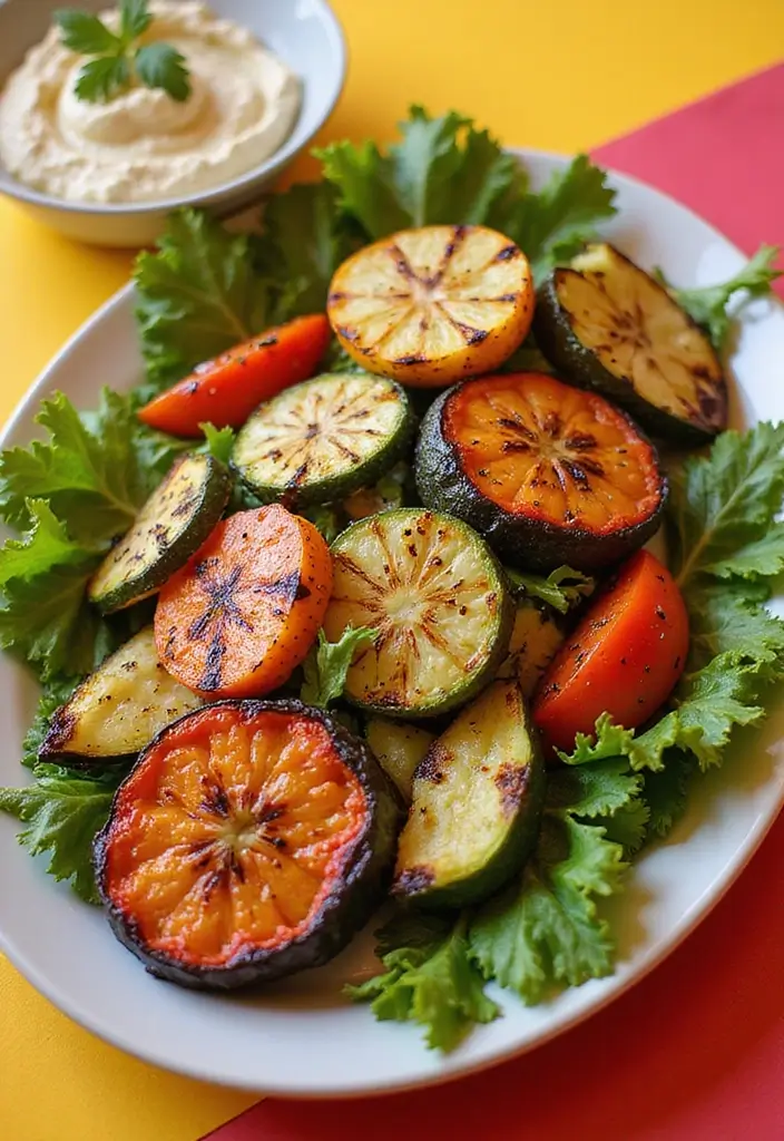 29 High-Protein Vegetarian Meal Prep Recipes for Busy Weeks 107 29 High-Protein Vegetarian Meal Prep Recipes for Busy Weeks - 19. Grilled Vegetable & Hummus Plate